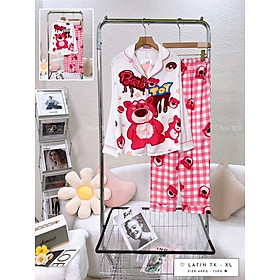 Đồ Bộ Pijama Lụa Latin Tay Dài Quần Dài Thiết Kế (gấu) Size XL 60-75kg