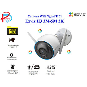 Camera IP Wifi Ngoài Trời EZVIZ H3 5MP Độ Phân Giải 3K Siêu Nét Tích Hợp AI Nhận Diện Vẫy Tay Chào - Có Màu Ban Đêm - Đàm Thoại 2 Chiều - Hàng Chính Hãng - Chỉ Có Camera