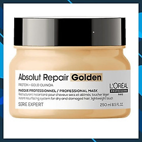 Hấp dầu nhũ vàng phục hồi tóc hư tổn nặng L'ORÉAL Serie Expert Absolut Repair Golden Masque Lightweight Touch 250ml