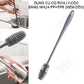 Dụng cụ rửa ly cốc, bàn chải rửa ly cốc bằng nhựa PP, TPR mềm dẻo