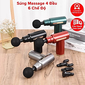 Máy Massage Cầm Tay Mini Đấm Lưng Súng Mát Xa Trị Liệu Cổ Vai Gáy 4 Đầu 6 Chế Độ Chuyên Sâu Đa Năng Máy Rung Tập Thể Thao - Hàng Chính Hãng dododios