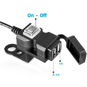 Hình ảnh Sạc điện thoại xe máy 2 cổng USB 12-24V