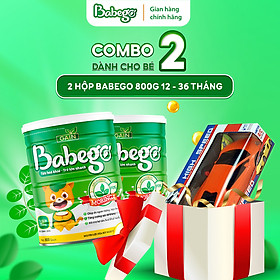 (TẶNG BỘ Ô TÔ ĐỒ CHƠI) Combo 2 lon sữa mát tăng cân, cải thiện biếng ăn Babego 12-36 tháng