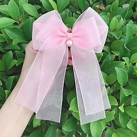 Kẹp/cột Tóc Nơ Voan Cao Cấp 2 Tầng Dây
