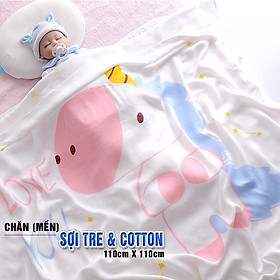 Chăn (mền) đũi cho bé từ sơ sinh đến tiểu học chất liệu sợi tre thiên nhiên và sợi Cotton, loại siêu mềm mịn, KT: 110x110cm, Bamboo Home - hàng chính hãng BBH