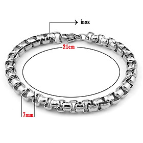 Lắc tay nam inox thời trang kiểu bông dừa khít cỡ 7ly trangsucpt màu trắng trangsucpt thép không gỉ PTLTNA124