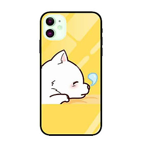 Ốp lưng kính cường lực cho iPhone 11 Nền Cún Ngủ Ngon - Hàng Chính Hãng