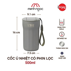 Mua  Hàng chính hãng  Bình giữ nhiệt inox có phin lọc iMat 500ml. Dùng ủ  giữ nhiệt  sản phẩm làm Inox 304