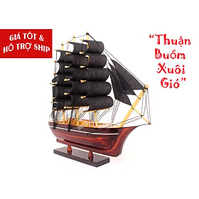 Mô hình thuyền trưng bày bàn học 25cm màu đen (sẵn sàng lắp ráp - có hỗ trợ ship)