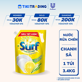 Nước Rửa Chén SURF Hương Chanh Sả Túi 3.2KG
