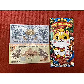 Lì xì tết 2023 Một cặp Ti.ền may mắn long phụng bhutan PTLGDC000110