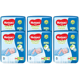 Combo 6 Miếng lót sơ sinh NB2 HUGGIES DRY 60 miếng