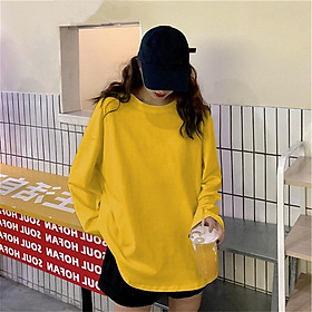 Áo phông tay dài sweater unisex nam nữ thun form rộng teen cổ tròn oversize cotton giá rẻ basic đen trắng freesize TRƠN