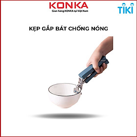 Kẹp gắp bát đĩa chống nóng inox cán nhựa xanh