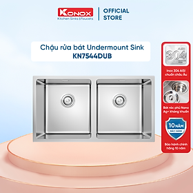 Chậu rửa bát Konox, Undermount Series, Model KN7544DUB, Inox 304AISI tiêu chuẩn châu Âu, 750x440x220(mm), Hàng chính hãng