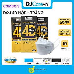 COMBO 3 HỘP - D&J Khẩu Trang Y Tế Kháng Khuẩn 4D Tiêu Chuẩn KF94 Chính