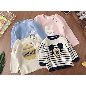 Áo len cài vai cao cấp cho bé trai và bé gái 0-24m chất liệu len không bai xù họa tiết ngộ nghĩnh