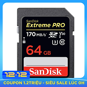 Thẻ Nhớ SDXC SanDisk Extreme Pro U3 V30 1133X 64GB 170MB/s - Hàng Chính Hãng