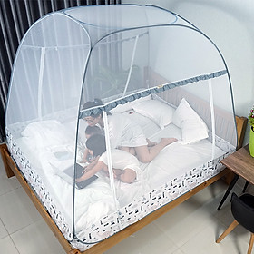 Mua Mùng Chụp Màn Chụp Tự Bung Đỉnh Rộng Cao Cấp 1m6x2m có viền chân - Mộc Miên ( có 2 Cửa)