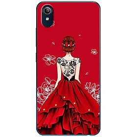 Ốp lưng dành cho Vivo Y91C mẫu Cô gái váy đỏ áo đen