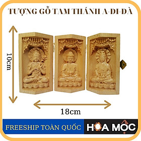 Tượng Tây Phương Tam Thánh: Đại Thế Chí – Phật A Di Đà - Quan Âm Bồ Tát . Điêu Khắc Gỗ, Tượng trang trí, Quà tặng
