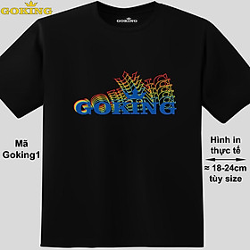 Lục sắc, mã Goking1. Áo thun hàng hiệu cao cấp cho nam nữ, form unisex. Áo phông cho teen và trung niên, thời trang hiện đại. - Đen, vải thun lạnh - S