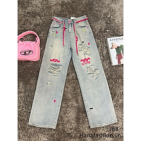 Quần Jeans có thắt hồng xoè dài - J68 - XanhJeans