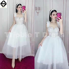 Đầm xoè 2 dây kết cườm ngực gợi cảm sang trọng ivy fashion - size M/L - MS349V đi biển dự tiệc dạo phố bigsize gợi cảm s