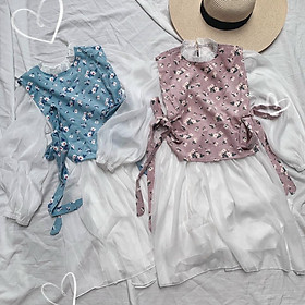 ĐẦM HOA BABYDOLL CỘT NƠ EO - MÈO INDA HOUSE