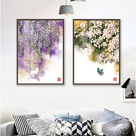 Mua Tranh canvas Trang Trí Treo Tường- Bộ Hai Tranh Hoa Trang Trí
