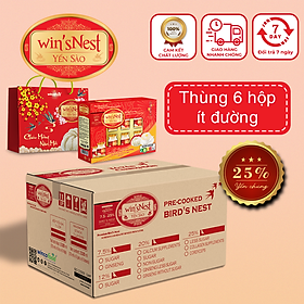 (Thùng 6 hộp) Yến sào wins'Nest 25% tổ yến chưng nguyên chất ít đường (6 Lọ x 70 ml/ Hộp)