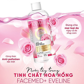 Nước tẩy trang Eveline Facemed+ trắng da tinh chất hoa hồng Toning Micellar Rose Water 400ml