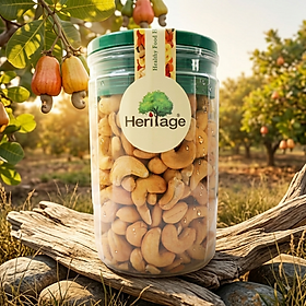 HẠT ĐIỀU NGUYÊN HẠT KHÔNG VỎ RANG MUỐI HERITAGE 500G -DRY ROASTED LIGHTLY SALTED CASHEW NUTS
