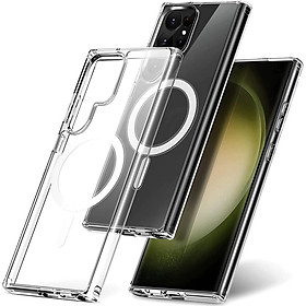ốp lưng magnetic cho Samsung Galaxy S22 Ultra / S22 Plus / S22 5G hiệu HOTCASE Ultra Crystal Clear - thiết kế trong suốt, chống sốc chống va đập - Hàng nhập khẩu