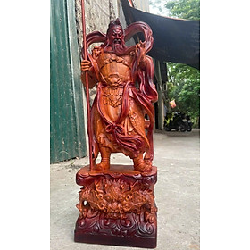 Mua Tượng quan công công cầm đao trấn ải trang trí phòng khách bằng gỗ hương đá kt cao 60cm