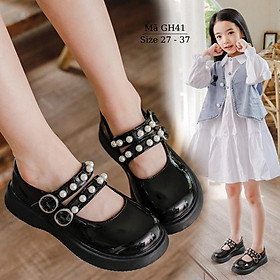 Giày đen cho bé gái 3 - 12 tuổi búp bê điệu đà và duyên dáng đi học đi chơi phong cách Hàn Quốc GH41