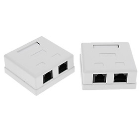 2x 2-Port RJ-45  8P8C Ethernet LAN Network Cable Wall Surface Mount Box