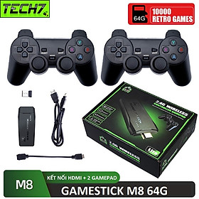 Bộ Máy Retro Gamestick M8 64G 2 tay cầm kết nối HDMI cho màn hình Tivi máy tính máy chiếu hàng nhập khẩu