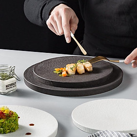 Mua Đĩa sứ cao cấp 2 màu trắng đen  tròn trơn Sarang chuẩn nhà hàng