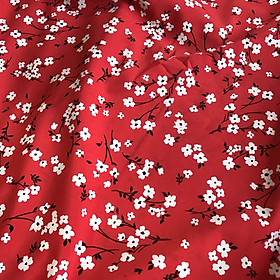 Vải lụa Nhật 100D mềm mịn co giãn họa tiết cành đào nhiều màu