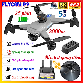 Hình ảnh Flycam P9 Pro có Camera Kép Cảm Biến Tránh Vật Cản Chướng Ngại Vật 4 chiều, Thời Gian Bay 20 Phút camera 8K HD, Có Thể Điều Chỉnh Camera -Hàng Chính Hãng