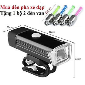 Mua Đèn pha sạc siêu sáng Machfally cho xe đạp + Tặng bộ 2 đèn van xe đạp