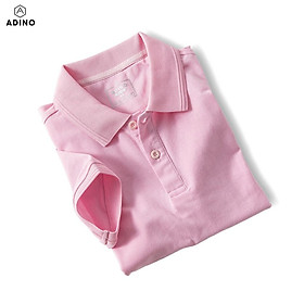Áo polo nữ ADINO màu hồng phối viền chìm vải cotton co giãn dáng công sở slimfit hơi ôm trẻ trung APN03