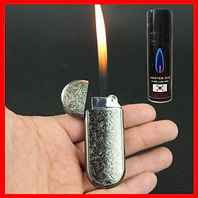 Mua Combo Hộp Quẹt Bật Lửa Gas Khắc Nổi Hoa Văn Sang Trọng - US21 + Tặng Bình Gas Chuyên Dụng Cho Bật Lửa