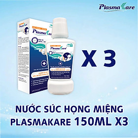 Combo 3 Nước Súc Họng Miệng Nano Bạc PlasmaKare Chai Mini 150ml Dịu Họng