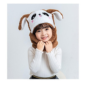 Mũ len trùm đầu tai gấu dễ thương liền khăn cổ giữ ấm chồng gió lạnh mùa đông - mu len trum dau