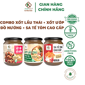 Combo gia vị hoàn chỉnh Tri Kien Spices: Xốt Lẩu Thái 230g + Xốt ướp đồ nướng 230g + Sa tế tôm cao cấp 230g