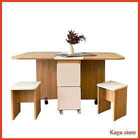 Mua Bàn ăn thông minh   Bàn ăn 4 ghế đa năng xếp gọn 140x80x77cm - Bảo hành 3 năm