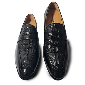 Giày tây da bò thật, giày công sở giày da bò dập vân cá sấu chuẩn giày da Việt xuất xịn - HS046