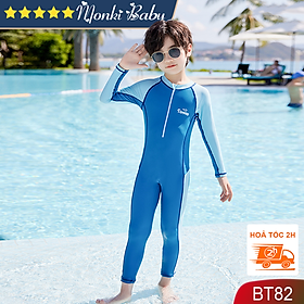 Bộ bơi liền quần dài Bé trai, áo dài tay chống nắng và tia UV, thun bơi lạnh co giãn 4 chiều, mềm mại thoáng mát, size từ 10-55kg | BT82